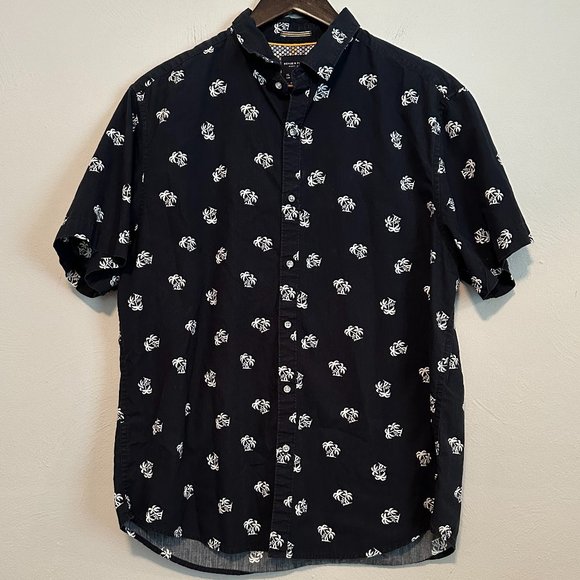 Denim & Flower Ricky Singh Men's Short Sleeve Navy Blue Button Down Size XL - Picture 1 of 15